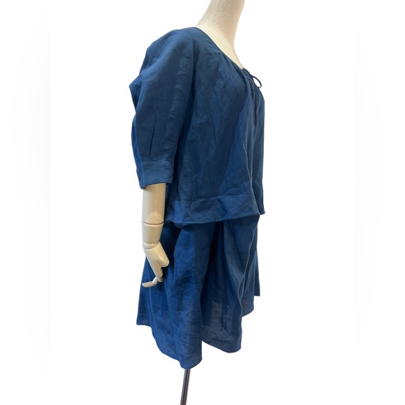 MORGANE LE FAY BLUE LINEN DRESS - Picture 3 of 7